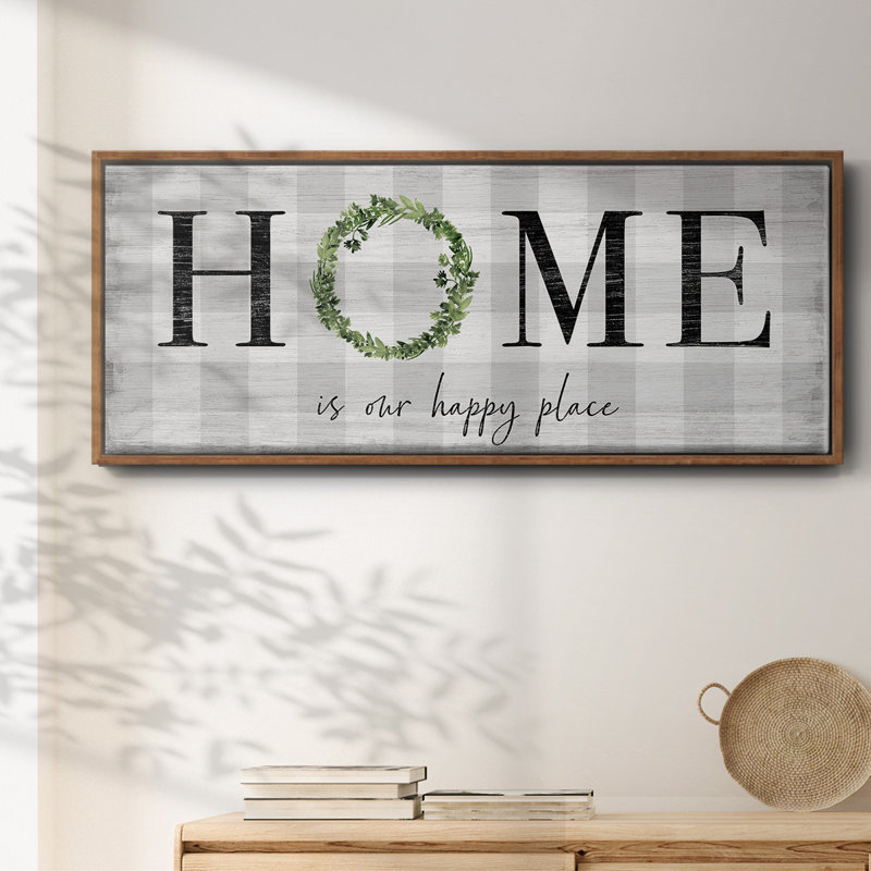 Home is our Happy Place - Toile encadrée, H 12 po x l 30 po