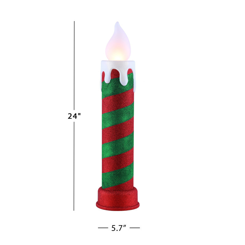 Bougie scintillante d'extérieur 24 po, Rouge / vert