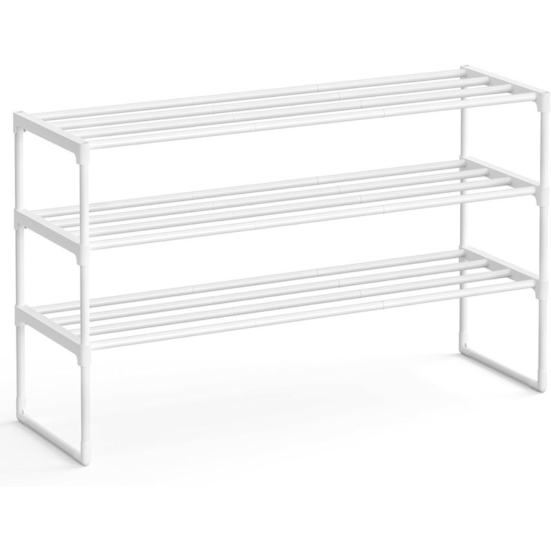 Range-chaussures, range-chaussures à 3 niveaux, tablette de rangement en métal, debout ou à l'envers, pour 16 à 20 paires, empilable, pour vestibule