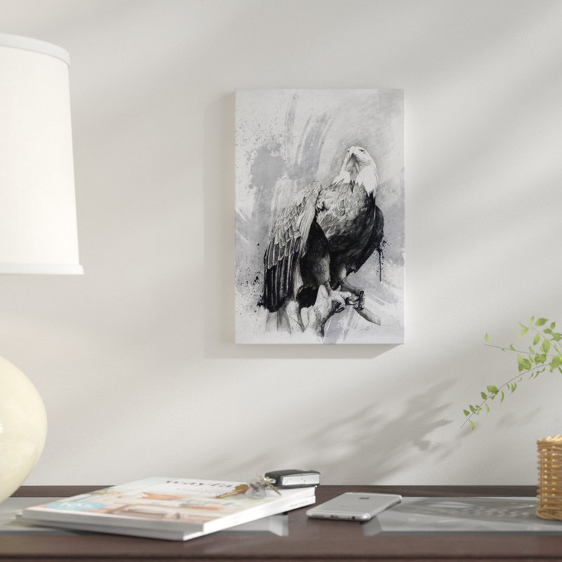 « chauve eagle drawing », reproduction d’impression sur toile, H 60 po x l 40 po x P 1,5 po, Toile tendue, Pas de tapis