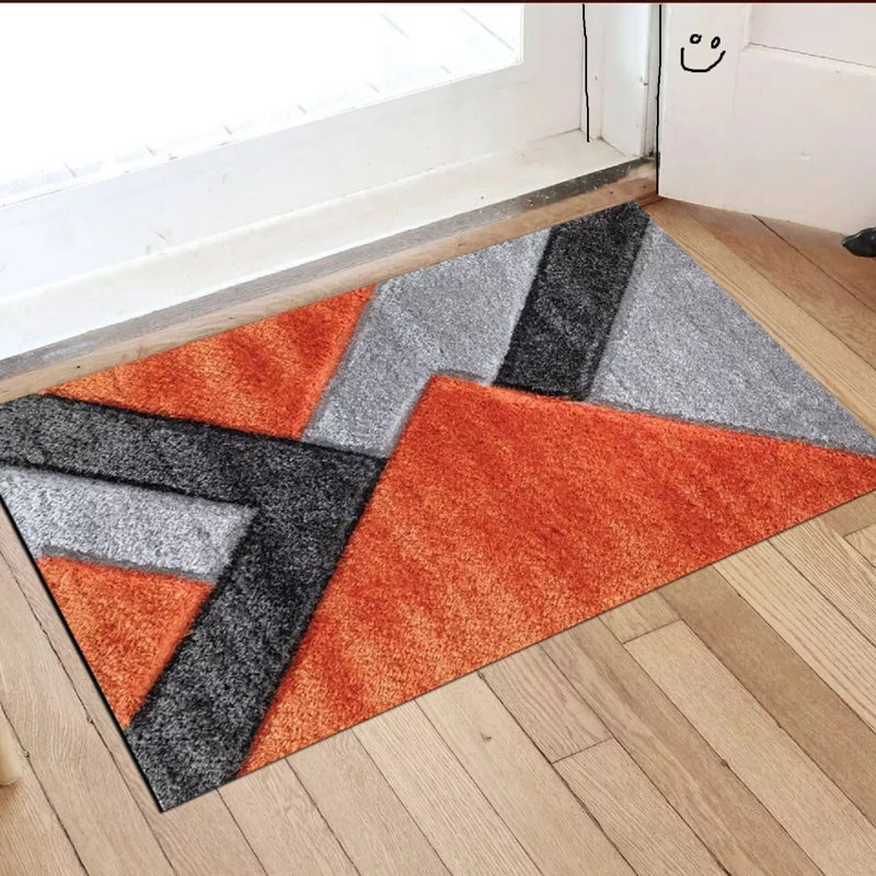 W60 x L110 cm Indoor Door Mat, Orange/Grey