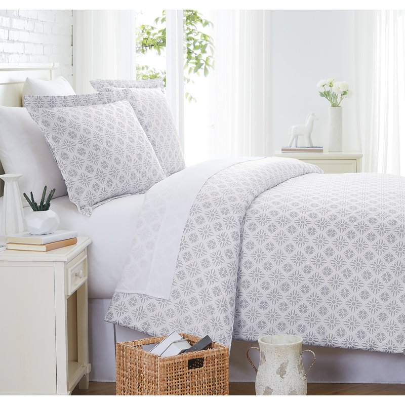 Southshore Fine Linens Aztec Dreams 300 Thread-Count 100% Cotton Duvet Cover Set, King Duvet Cover + 2 Shams, Gray
