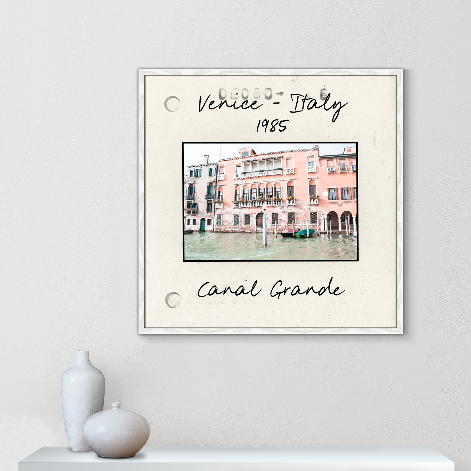 Venice, Italy - Grand Canal Print by Nan, 32" H x 32" W x 0.75" D, White Single Picture Framed Paper