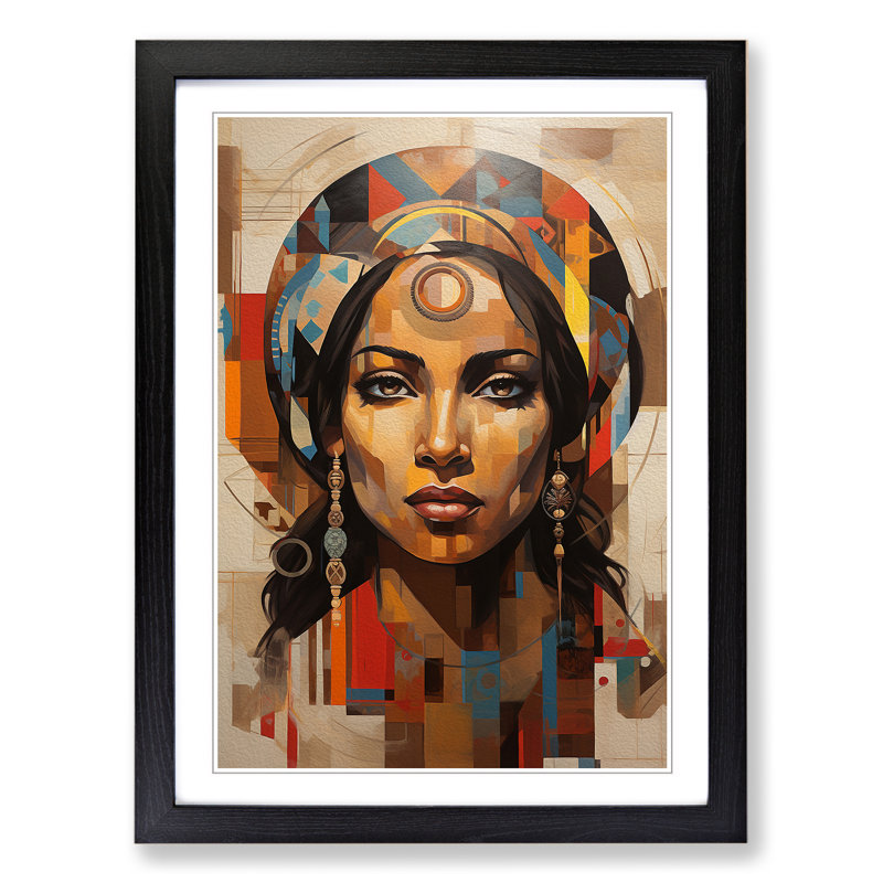 Indian Woman Dadaism - Framed Print, 64cm H x 46cm W x 2cm D, Black 