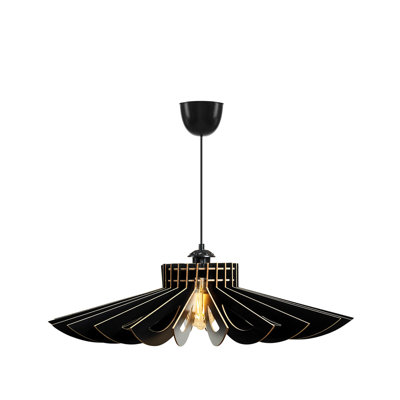Elegant Black Big Daisy Chandelier, Adjustable Height: 19.7 inches | Stylish MDF Body, Thickness: 0.1 inches | E27 Socket, Max 40W | Scandinavian & Country Design, Perfect for Modern Living Spaces & Dining Areas