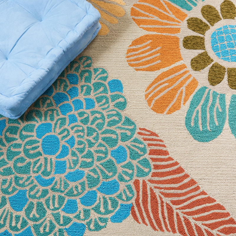 Doyle Hand Hooked Performance Floral Rug, Rectangle 8' x 10'