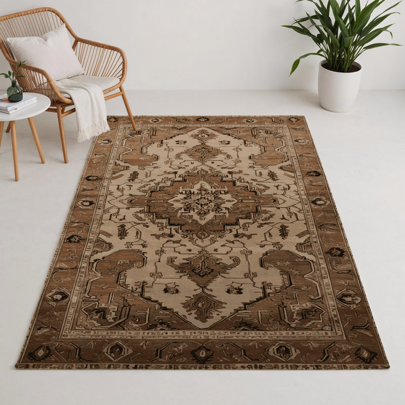 Tapis d'intérieur et d'extérieur brun Persian, Rectangle 5 pi x 7 pi