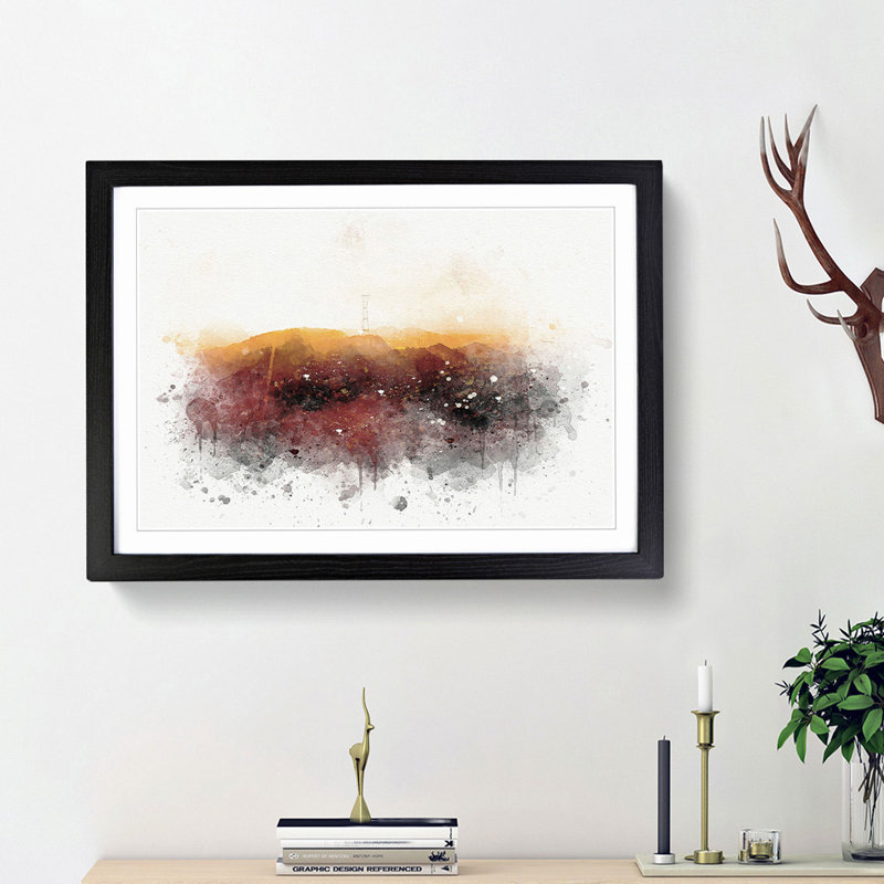 Sunlight over San Francisco in Abstract - Framed Print, 27cm H x 36cm W x 2cm D, Black Framed