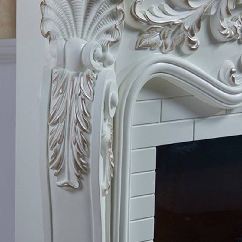 Foyer électrique blanc en bois massif, Blanc
