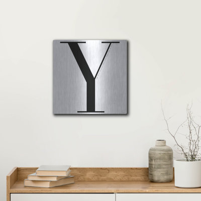 Luxe Metal Art 'Y Is For You On White'  by Mercedes Lopez Charro Metal Wall Art