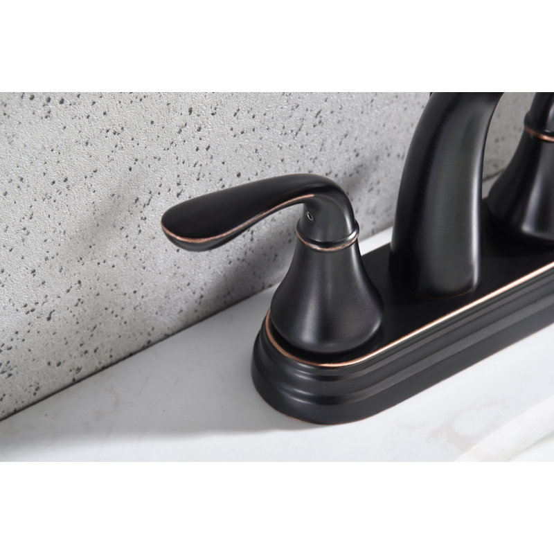 Robinet de lavabo de salle de bain central à deux poignées Kree Arc avec ensemble de drain - Bronze huilé