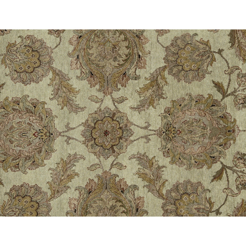 High-Quality Hand-Knotted Light Green And Ivory Area Rug