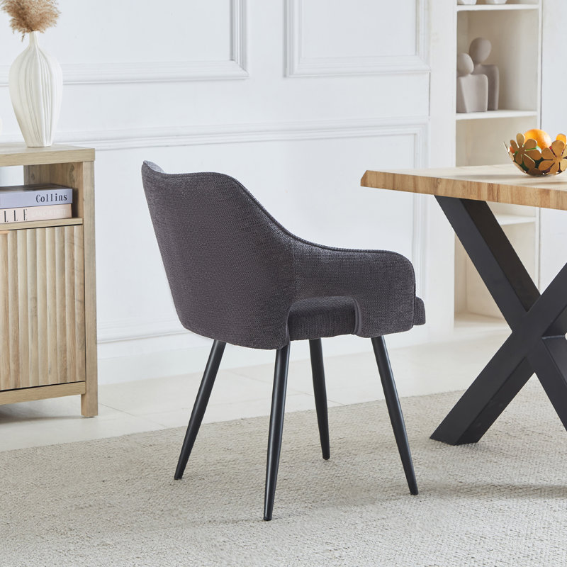 Peotone 49cm H Upholstered Upholstered Back Parsons Chair, Dark Grey