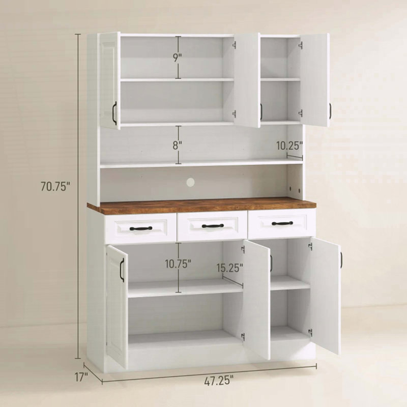 Armoire de rangement spacieuse avec 6 portes, 3 tiroirs et comptoir