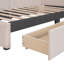 Lit de jour en tissu de lin beige avec lit simple et 2 boîtes de rangement - aucun sommier requis-1187768767