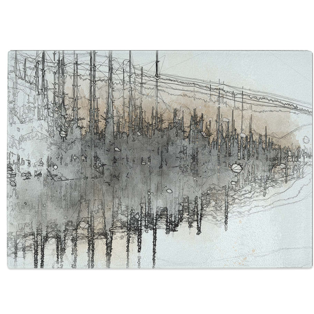 Tempered Glass Winter in Cuejdel Lake in Romania in Abstract Chopping Board