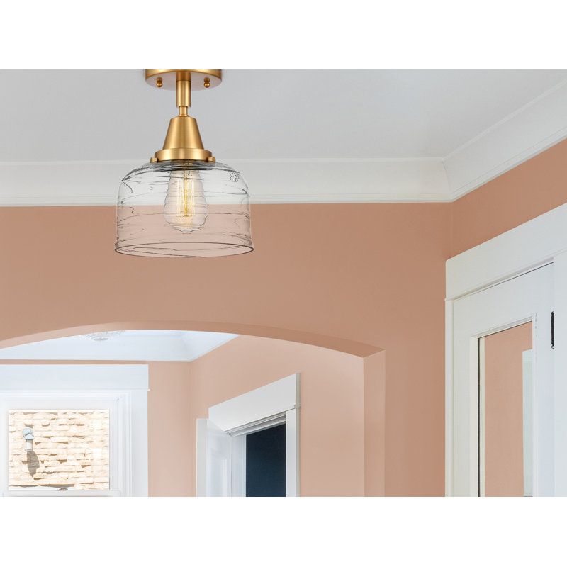 Glass Flush Mount, No Bulb Included, Yes, Satin Gold