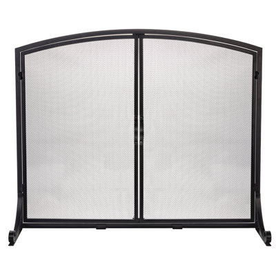 Single panel black arch top screen with doors