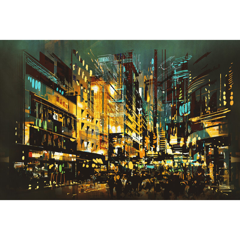 Illuminated City - Single Picture Frame Painting on Canvas, 60 cm H x 90 cm W