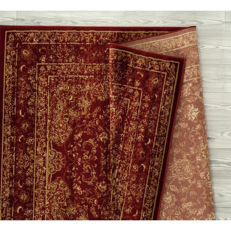 Tapis bourgogne à motif oriental Gidran, Rectangle 5 pi 2 po x 7 pi 2 po