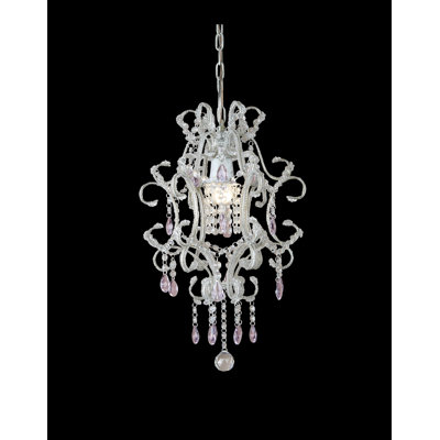 1-Light Chrome Chandelier With Clear Crystals