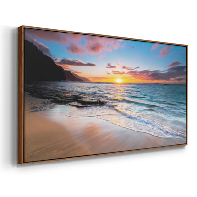 Plage de Kauai - Toile tendue avec châssis encadré - Prêt à être accroché