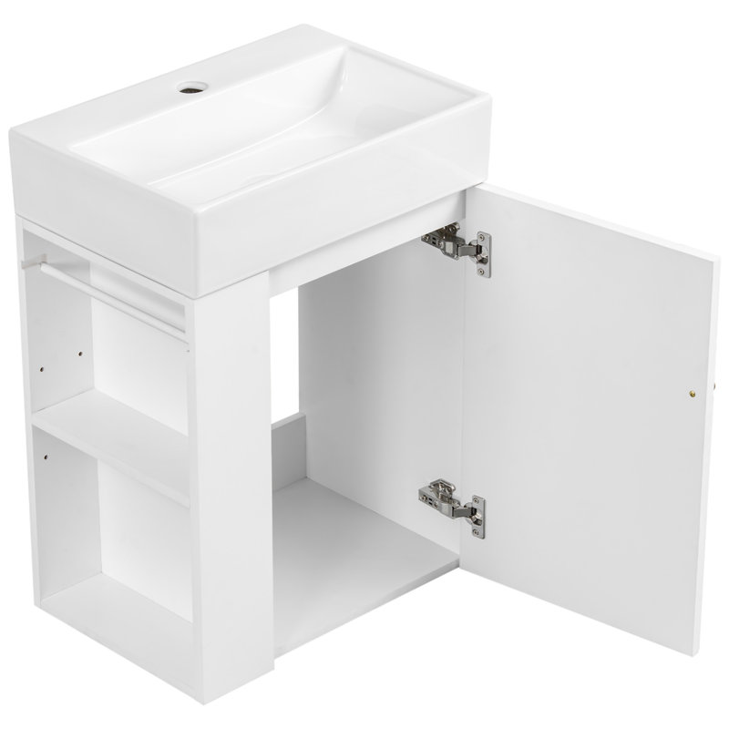 Meuble-lavabo 20 po avec lavabo en céramique, Blanc
