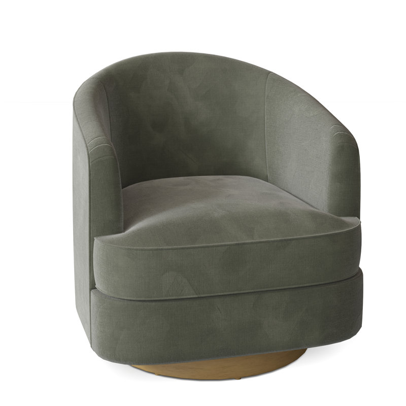 Tipsy Upholstered Swivel Barrel Chair, Nickel, 9107 Celadon
