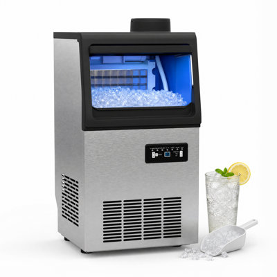 13.5 in. Commercial Freestanding Ice Maker in Stainless Steel with 110 lbs. Daily Ice Production, 20 lbs. Ice Storage, Full-Size Cube Ice and Self-Cleaning