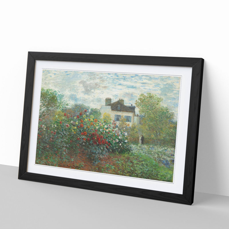 Garden in Argenteuil by Claude Monet - Picture Frame Painting, 48cm H x 65cm W x 2cm D, Black Framed