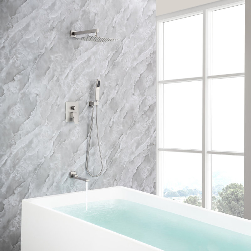 Complete Shower System with Rough-in Valve, Brushed Nickel