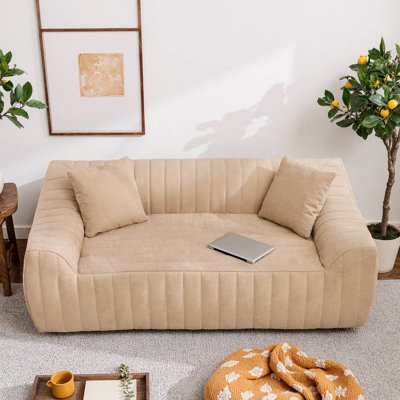 Causeuse surdimensionnée 2 places en similicuir 78 po avec 2 coussins 78 po | Canapé spacieux et profond pour les salons, les appartements et les petits espaces