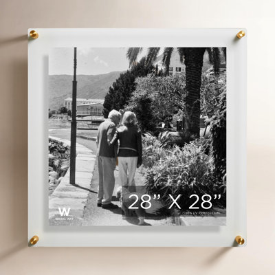 Cadre photo flottant en acrylique transparent transparent de qualité UV - Doré