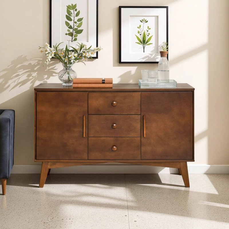 Buffet 47 po x 16 po Mid-Century moderne avec rangement pour la cuisine, le salon, la console