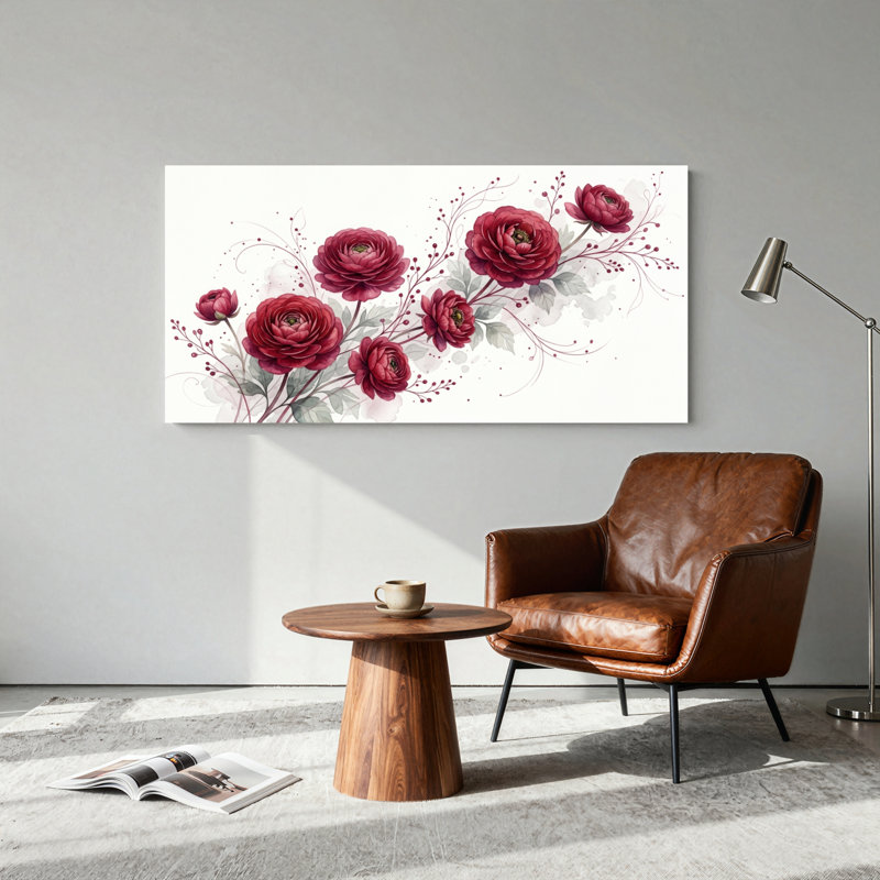 Ensemble de 1 toile murale à motif floral, L 32 po x H 16 po, Toile tendue