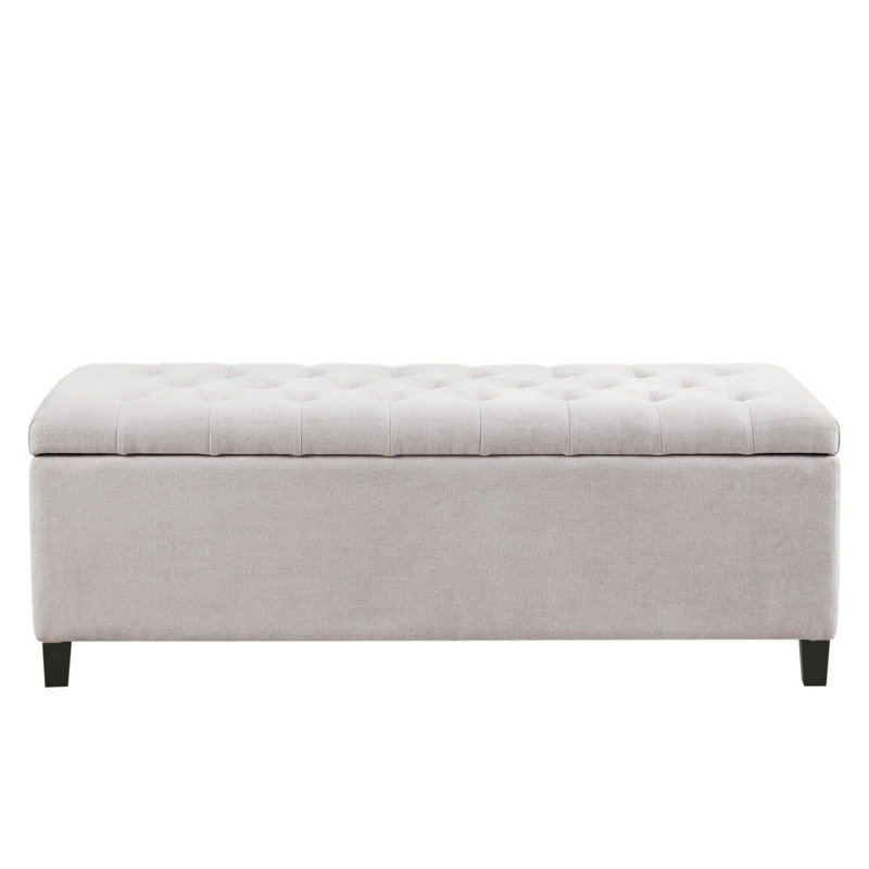 Banc de rangement à plateau capitonné Maniscalco, Ivoire