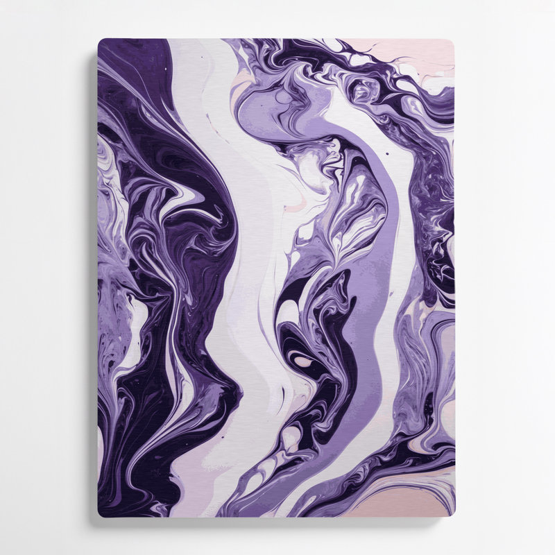 Abstract Fluid Art 66 White Metal Wall Art, 12" H x 18" W
