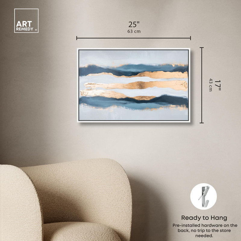 Art mural bleu sur toile Blue Ridge II par Art Remedy, H 17 po x l 25 po, Cadre flottant blanc