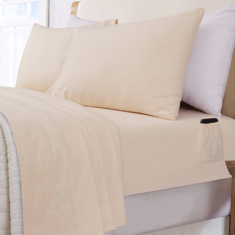 Feathery Flannel Sheet Set, Accrue, Cal.King Sheet Set + Fitted Sheet + Pillowcase