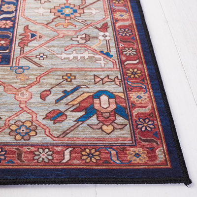 Tucson Heirloom Machine Washable Non-Slip Area Rug In Rust & Blue