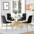 Round Glass Dining Table Set, 36" Clear Tempered Glass Tabletop With 4 Velvet Dining Chairs(Set Of 5)