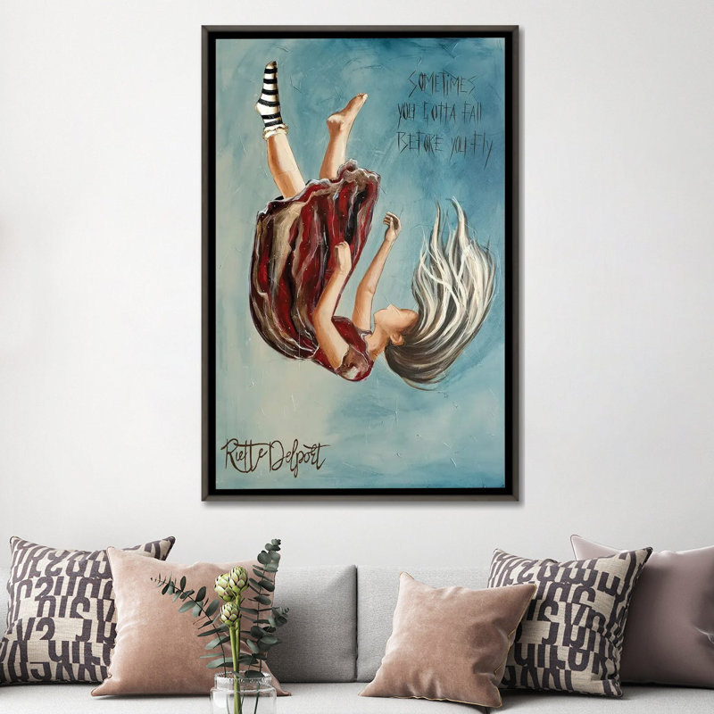 Parfois, vous devez tomber  , Gris, Impression sur toile flottante sans passe-partout, H 60 po x l 40 po