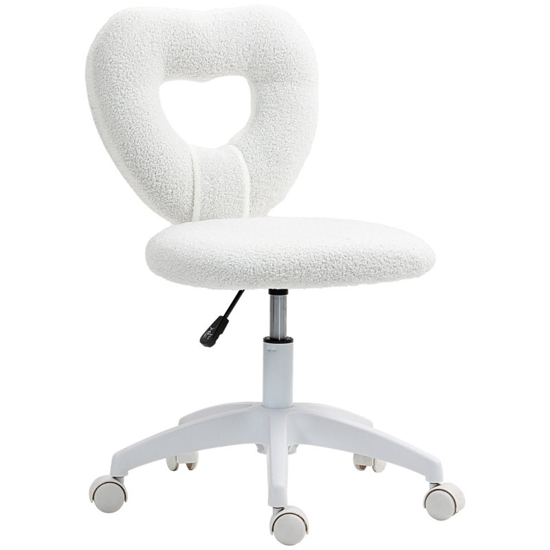1pc, Rotating And Adjustable Height Office Chair With Heart-shaped Backrest For Home Use, White