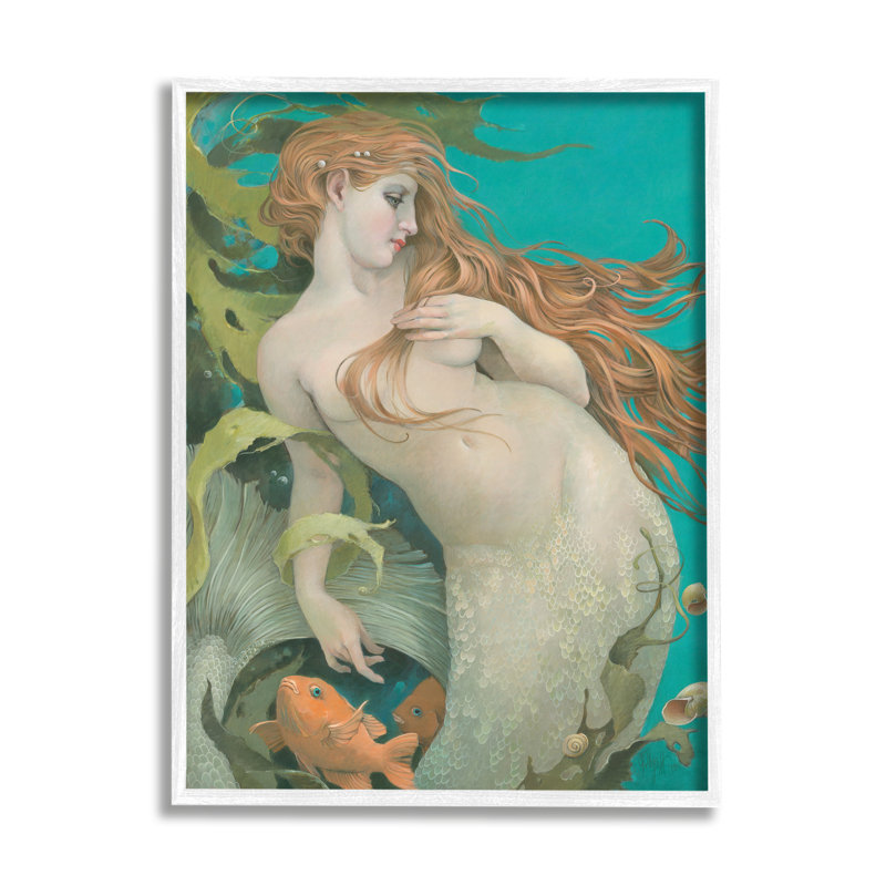 «Mermaid & Fish Underwater», impression giclée par Christina P. Wyatt, Giclée encadrée blanc bord de mer