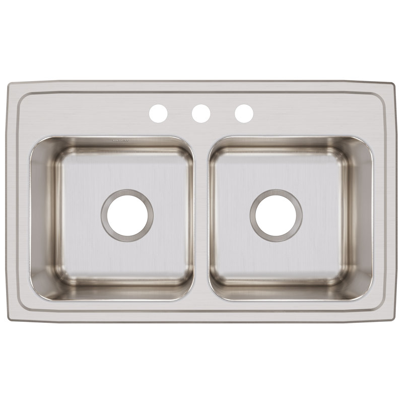 Évier de cuisine à double cuve l 29 po x l 18 po Lustertone, 3 trous