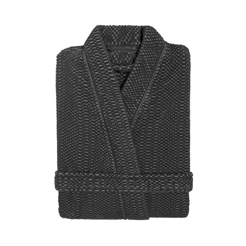 Cotton Blend Waffle Unisex Bathrobe, Storm, L