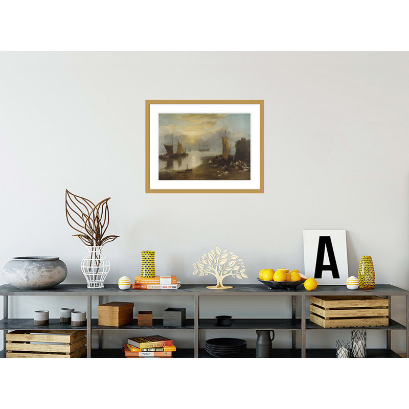 Soleil levant à travers la vapeur par Joseph Mallord William Turner - Impression Giclée sur cadre, H 23,21 po x l 29,5 po