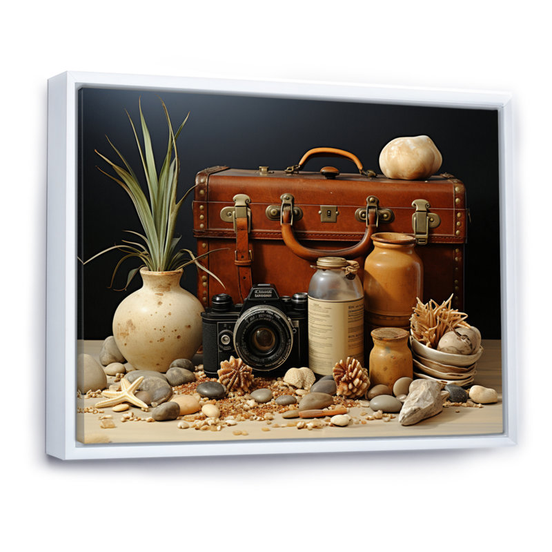 Beach Travels Collage I - impression, H 12 po x l 20 po x P 1 po, Cadre flottant blanc