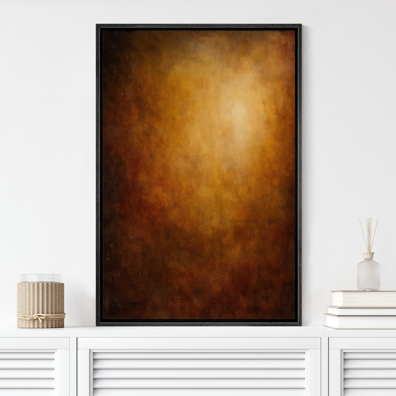 «Warm Brown Abstract Misty Art», reproduction d'art sur toile encadrée, H 36 po x l 24 po x P 1,5 po, Cadre flottant noir