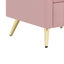 Table de chevet rembourrée en bois avec 3 tiroirs et pieds et poignées en métal, table de chevet avec plan de travail autocollant marbré - rose-128977501